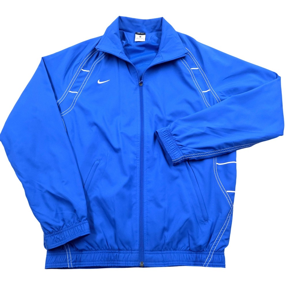 Nike Dri-FIT Full Zip Track Jacket Royal Blue White Stitching Mens Small *READ